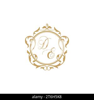 DE Wedding initials invitation with elegant ornament circle element vector graphic template Stock Vector