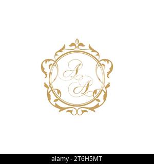 AA Wedding initials invitation with elegant ornament circle element vector graphic template Stock Vector