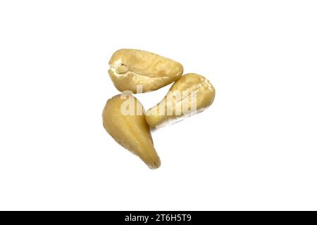 Raw Organic Cashew Nuts Seed On White Background Stock Photo
