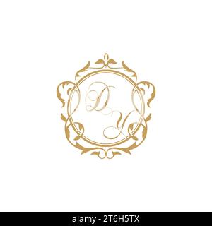 DY Wedding initials invitation with elegant ornament circle element vector graphic template Stock Vector