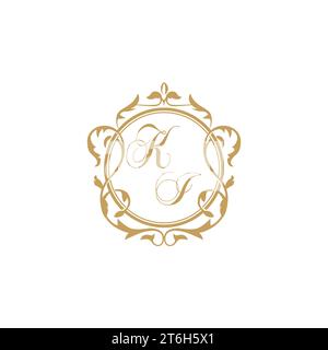 KI Wedding initial invitation with elegant ornament circle element vector graphic template Stock Vector