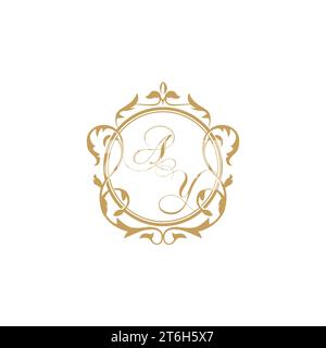 AY Wedding initials invitation with elegant ornament circle element vector graphic template Stock Vector