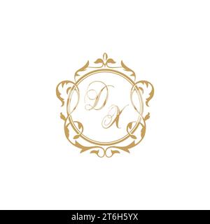 DX Wedding initials invitation with elegant ornament circle element vector graphic template Stock Vector