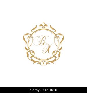 BX Wedding initials invitation with elegant ornament circle element vector graphic template Stock Vector