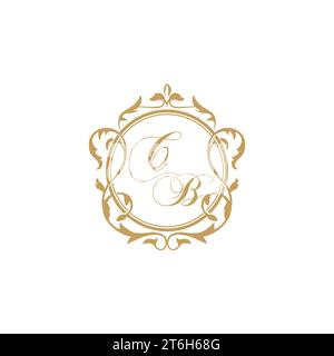 CB Wedding initials invitation with elegant ornament circle element vector graphic template Stock Vector