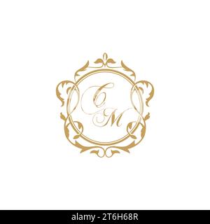 CM Wedding initials invitation with elegant ornament circle element vector graphic template Stock Vector