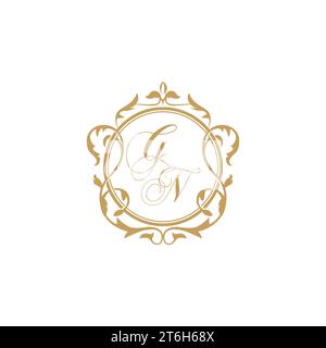 GN Wedding initials invitation with elegant ornament circle element vector graphic template Stock Vector