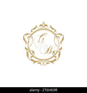 GB Wedding initials invitation with elegant ornament circle element vector graphic template Stock Vector