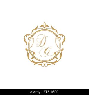 DC Wedding initials invitation with elegant ornament circle element vector graphic template Stock Vector