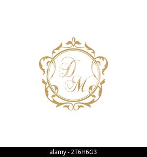 DM Wedding initials invitation with elegant ornament circle element vector graphic template Stock Vector