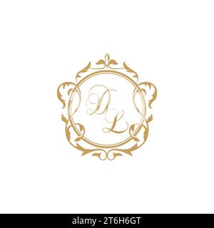 DL Wedding initials invitation with elegant ornament circle element vector graphic template Stock Vector