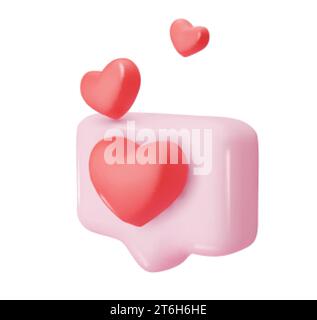 3d vector icon message dialog button with red heart. Realistic Elements for romantic design. Stock Vector
