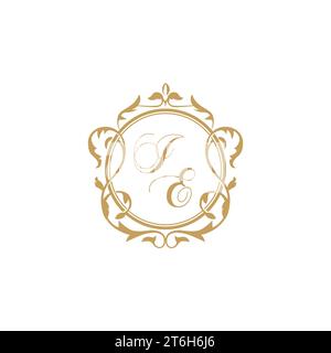 IE Wedding initials invitation with elegant ornament circle element vector graphic template Stock Vector