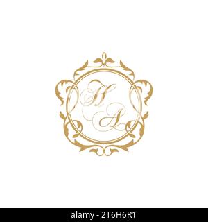 HA Wedding initials invitation with elegant ornament circle element vector graphic template Stock Vector