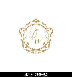 DW Wedding initials invitation with elegant ornament circle element vector graphic template Stock Vector