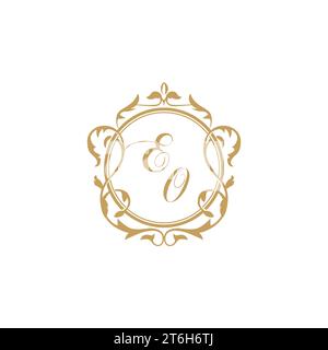 EO Wedding initials invitation with elegant ornament circle element vector graphic template Stock Vector