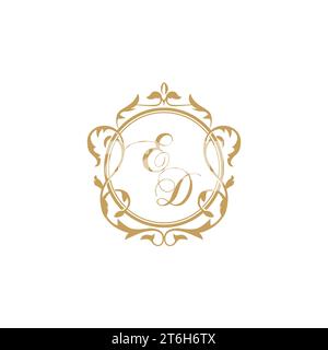 ED Wedding initials invitation with elegant ornament circle element vector graphic template Stock Vector