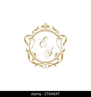 ES Wedding initials invitation with elegant ornament circle element vector graphic template Stock Vector