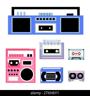 Classic 90s and 80s gadgets vector set Stock Vector