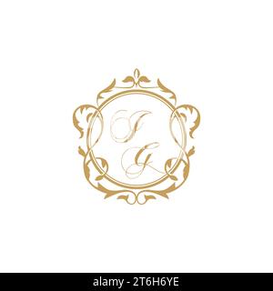 IG Wedding initials invitation with elegant ornament circle element vector graphic template Stock Vector