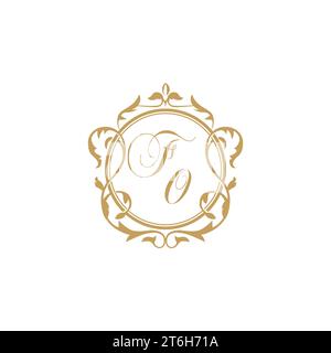 FO Wedding initials invitation with elegant ornament circle element vector graphic template Stock Vector