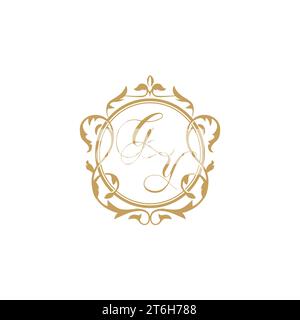 GY Wedding initials invitation with elegant ornament circle element vector graphic template Stock Vector