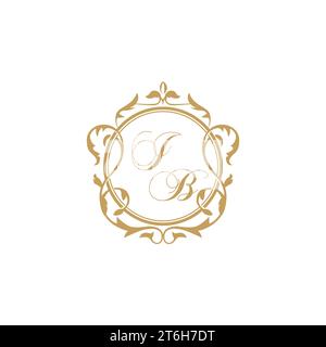 IB Wedding initials invitation with elegant ornament circle element vector graphic template Stock Vector