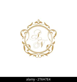 AN Wedding initials invitation with elegant ornament circle element vector graphic template Stock Vector