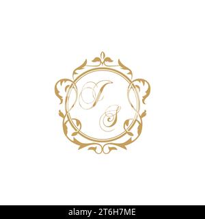 JS Wedding initials invitation with elegant ornament circle element vector graphic template Stock Vector