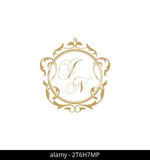 JN Wedding initials invitation with elegant ornament circle element vector graphic template Stock Vector