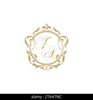 JA Wedding initials invitation with elegant ornament circle element vector graphic template Stock Vector