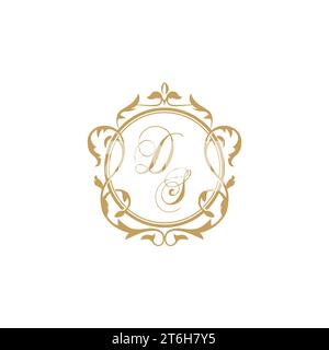 DS Wedding initials invitation with elegant ornament circle element vector graphic template Stock Vector
