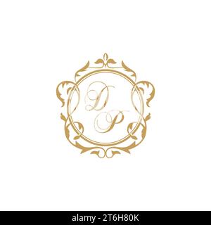 DP Wedding initials invitation with elegant ornament circle element vector graphic template Stock Vector