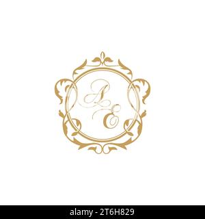 AE Wedding initials invitation with elegant ornament circle element vector graphic template Stock Vector