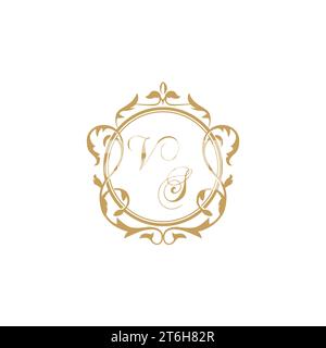 VS Wedding initial invitation with elegant ornament circle element vector graphic template Stock Vector