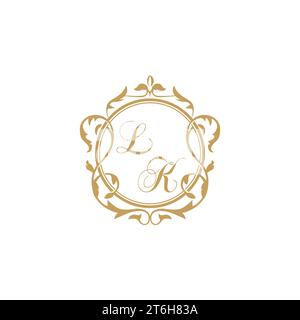 LK Wedding initial invitation with elegant ornament circle element vector graphic template Stock Vector