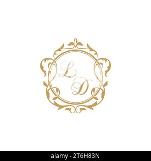 LD Wedding initial invitation with elegant ornament circle element vector graphic template Stock Vector