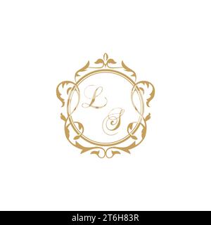 LS Wedding initial invitation with elegant ornament circle element vector graphic template Stock Vector