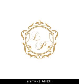 LP Wedding initial invitation with elegant ornament circle element vector graphic template Stock Vector