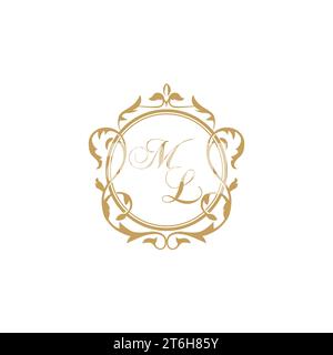 ML Wedding initial invitation with elegant ornament circle element vector graphic template Stock Vector