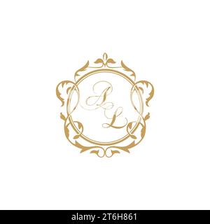 AL Wedding initials invitation with elegant ornament circle element vector graphic template Stock Vector