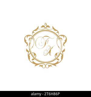 FX Wedding initials invitation with elegant ornament circle element vector graphic template Stock Vector