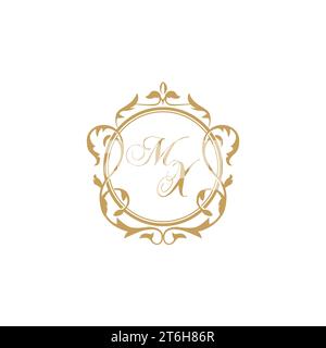 MX Wedding initial invitation with elegant ornament circle element vector graphic template Stock Vector