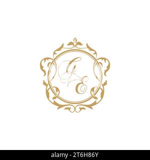 GE Wedding initials invitation with elegant ornament circle element vector graphic template Stock Vector