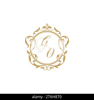 GO Wedding initials invitation with elegant ornament circle element vector graphic template Stock Vector