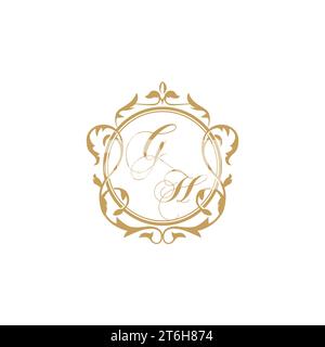 GI Wedding initials invitation with elegant ornament circle element vector graphic template Stock Vector