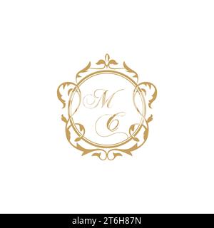 MC Wedding initial invitation with elegant ornament circle element vector graphic template Stock Vector