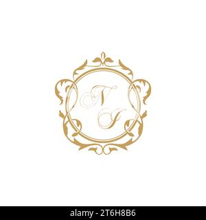 NI Wedding initial invitation with elegant ornament circle element vector graphic template Stock Vector