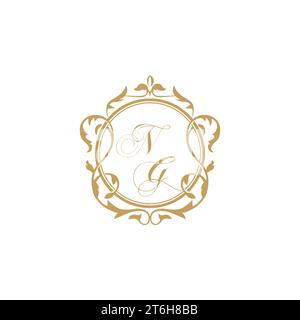 NG Wedding initial invitation with elegant ornament circle element vector graphic template Stock Vector