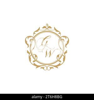 GW Wedding initials invitation with elegant ornament circle element vector graphic template Stock Vector